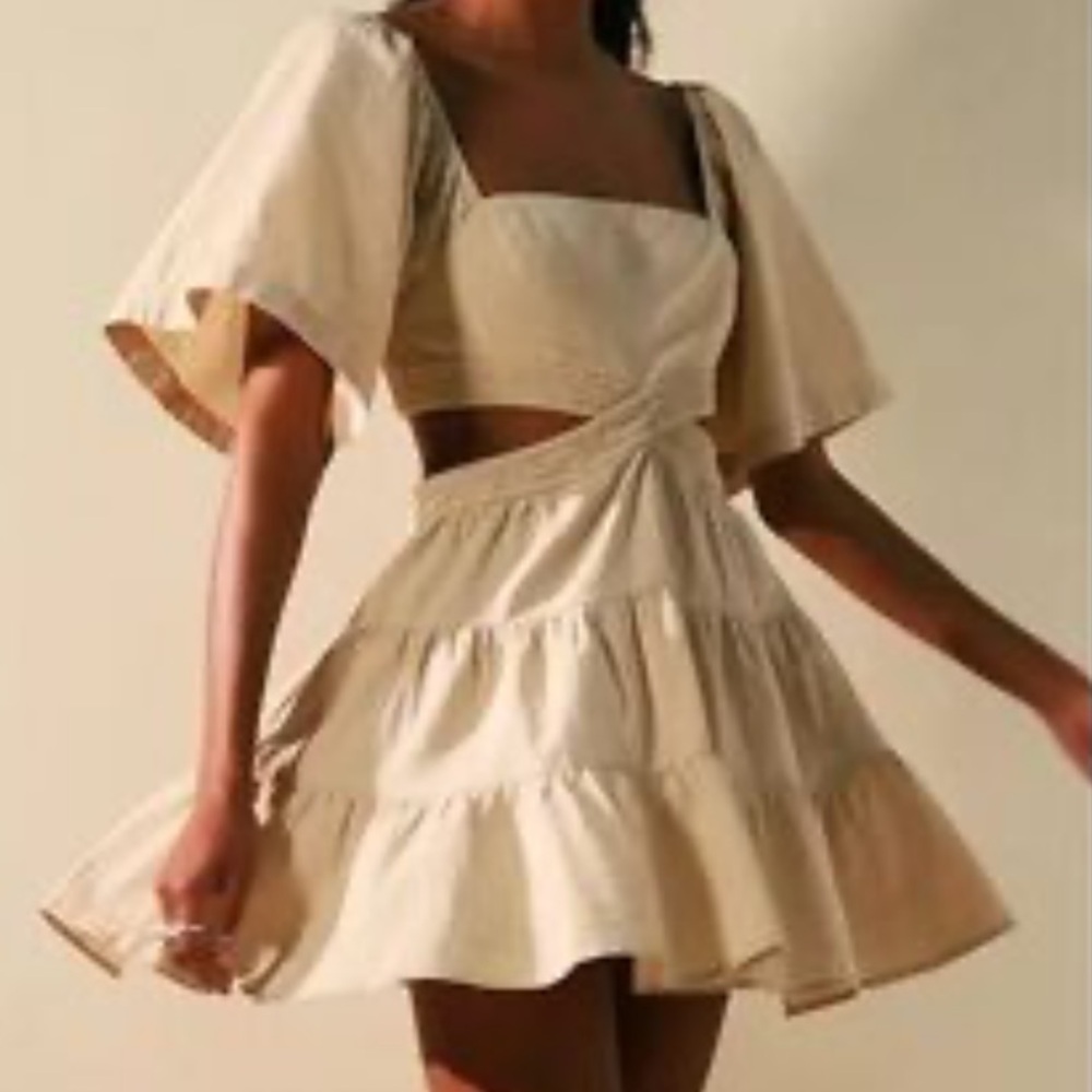 Free People | Cross of sunlight grey Ruffle Dress